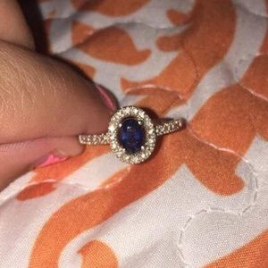 Blue Sapphire and Diamond ring in 10K white gold